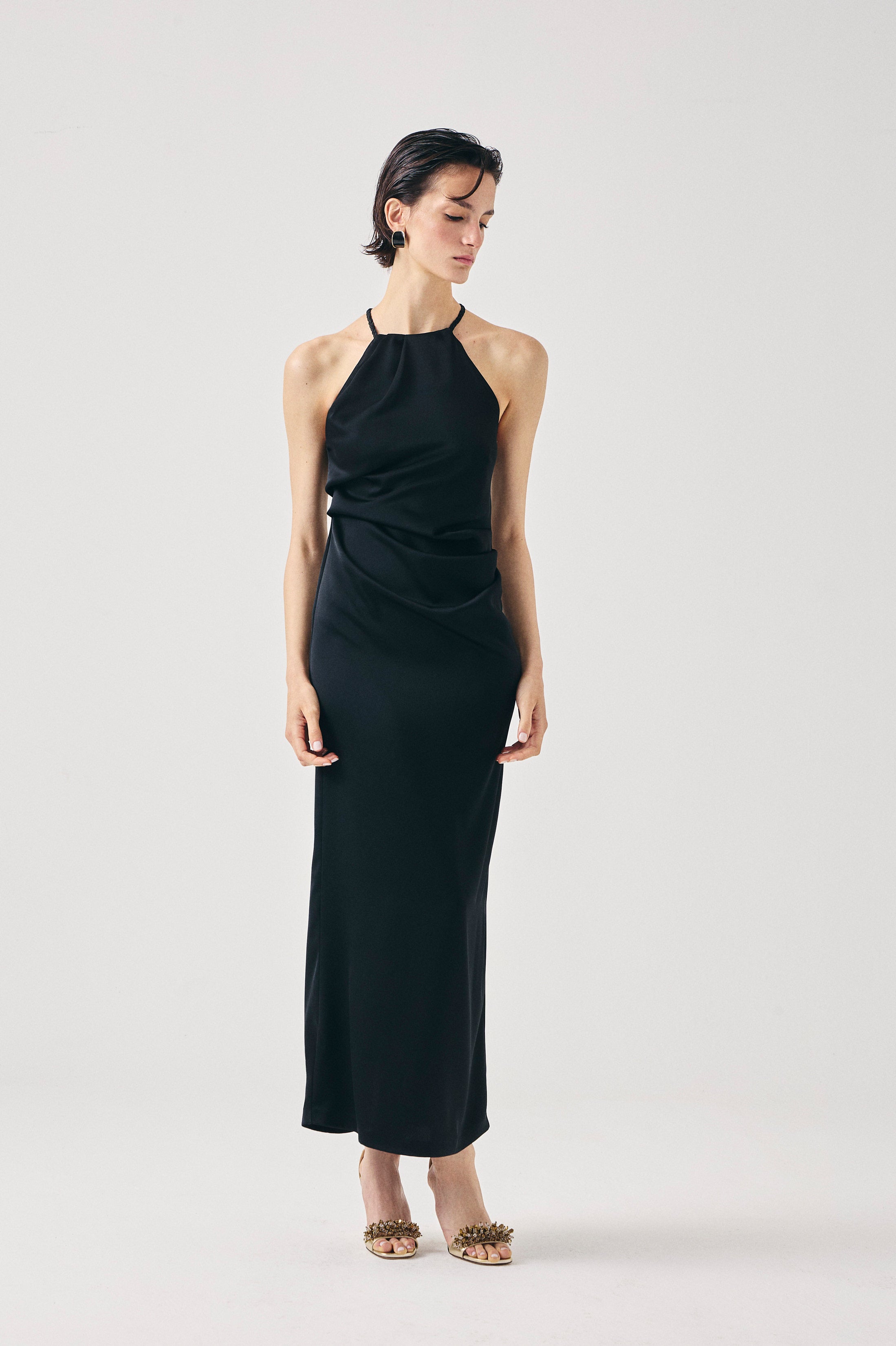 SERAPHINE MUSE SATEN ELBİSE | SİYAH