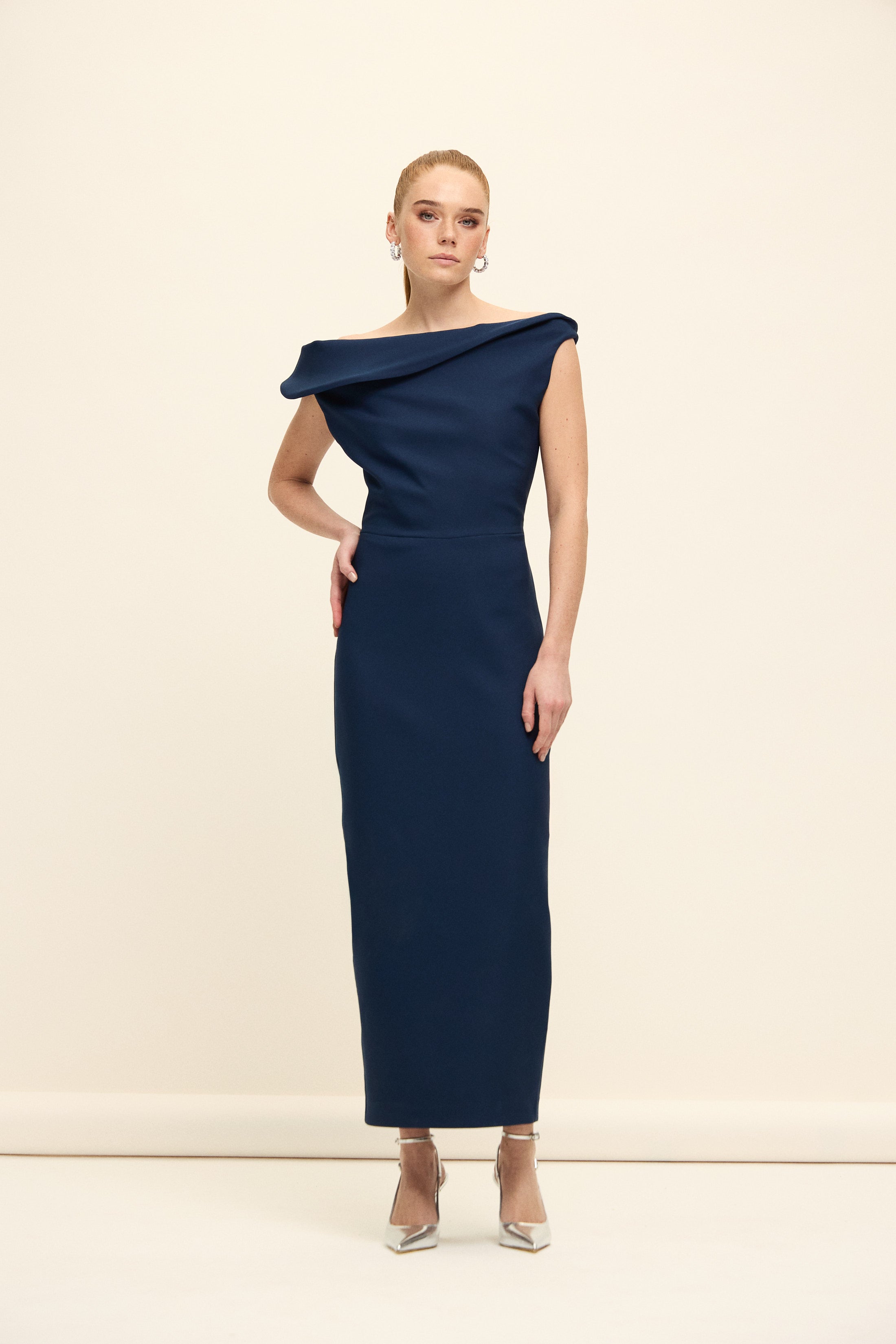 TOLEDO ÖZEL VOLANLI ELBİSE | LACİVERT