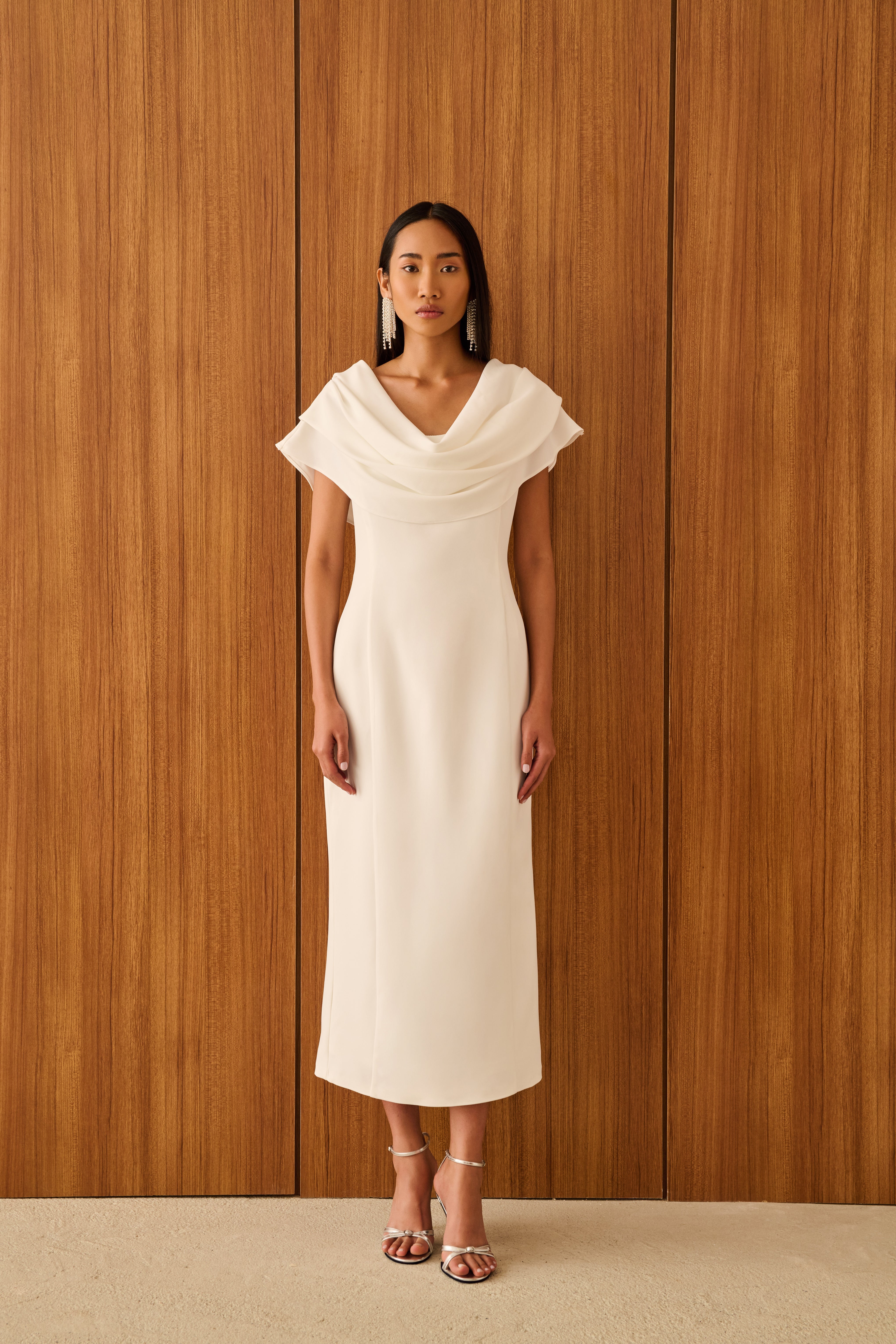 VERA DRAPE DETAYLI ELBİSE | BEYAZ