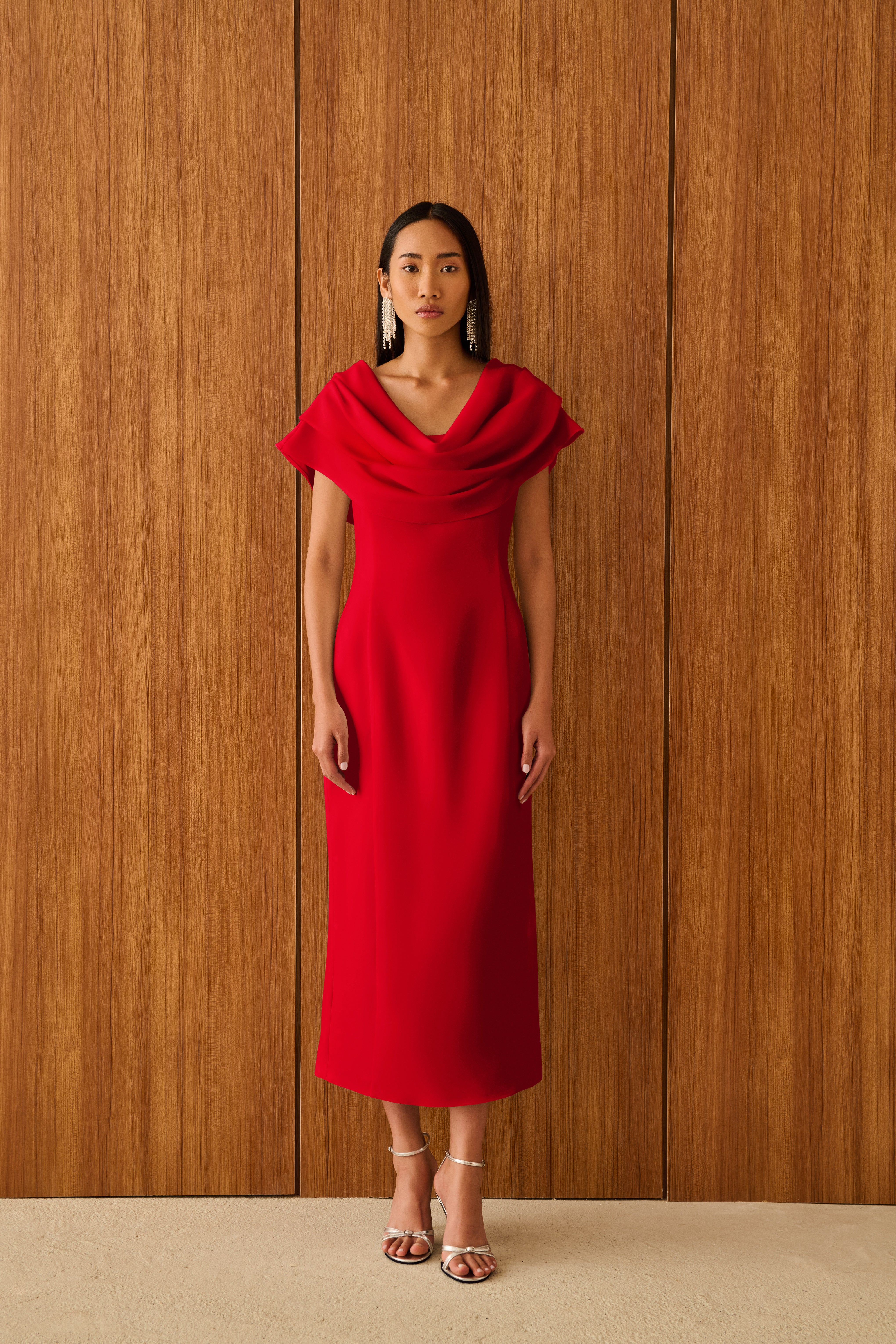 VERA DRAPE DETAYLI ELBİSE | KOYU KIRMIZI