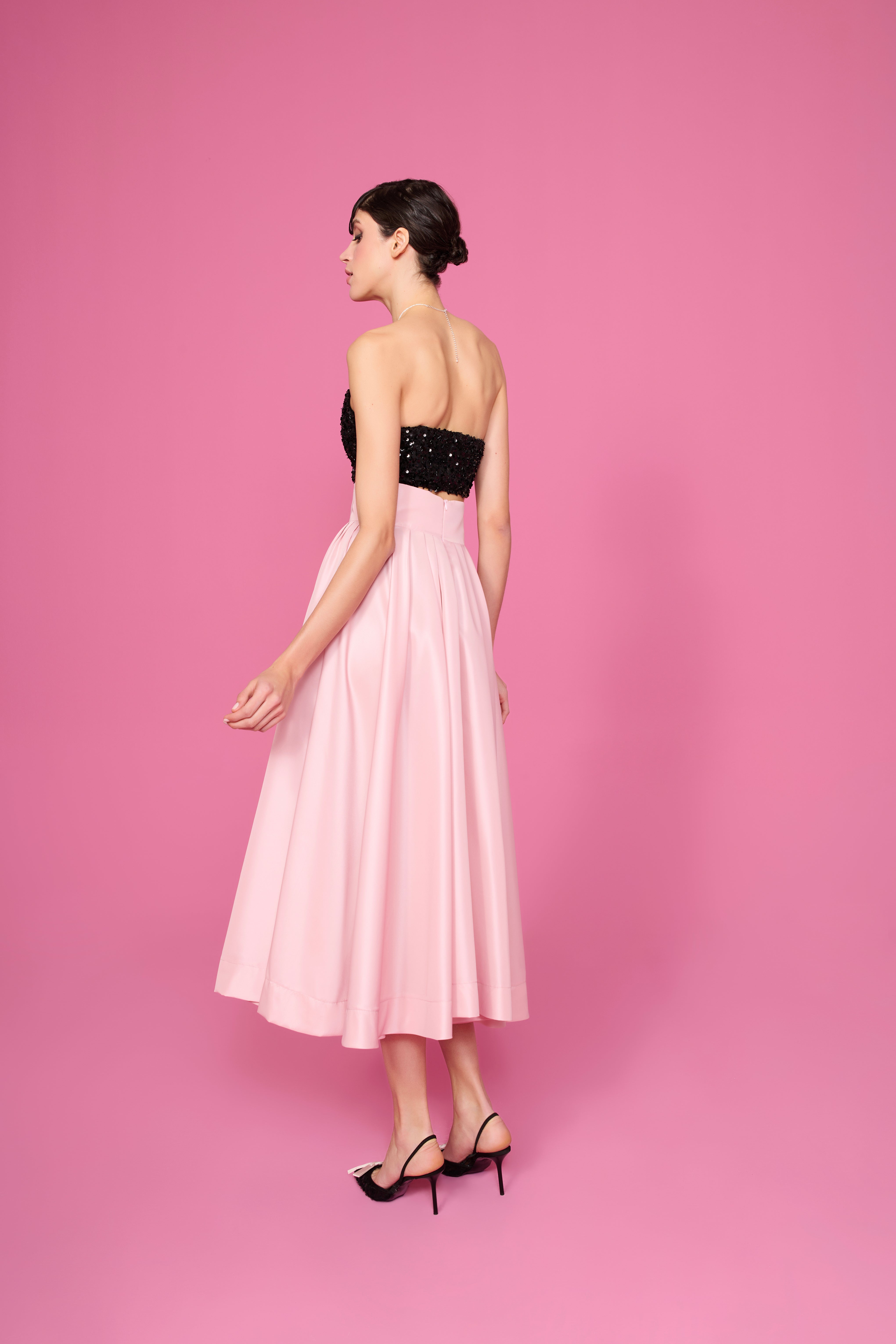 happy to wear Etekler CECILLIA KLOŞ TAFTA ETEK | PUDRA PEMBE