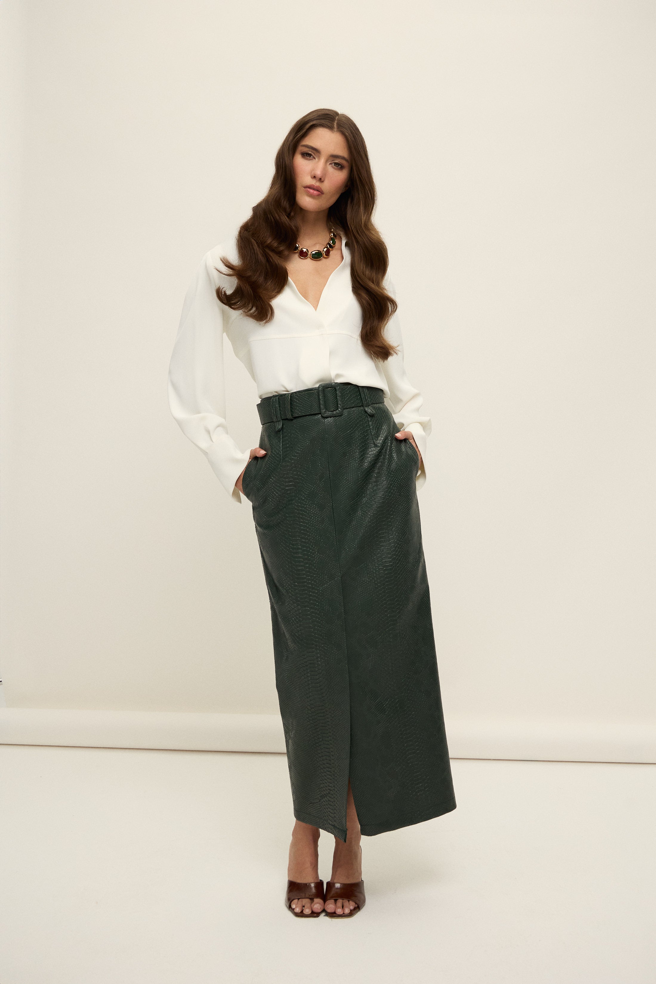 MOSCOW TİMSAH KALEM ETEK | KOYU YEŞİL