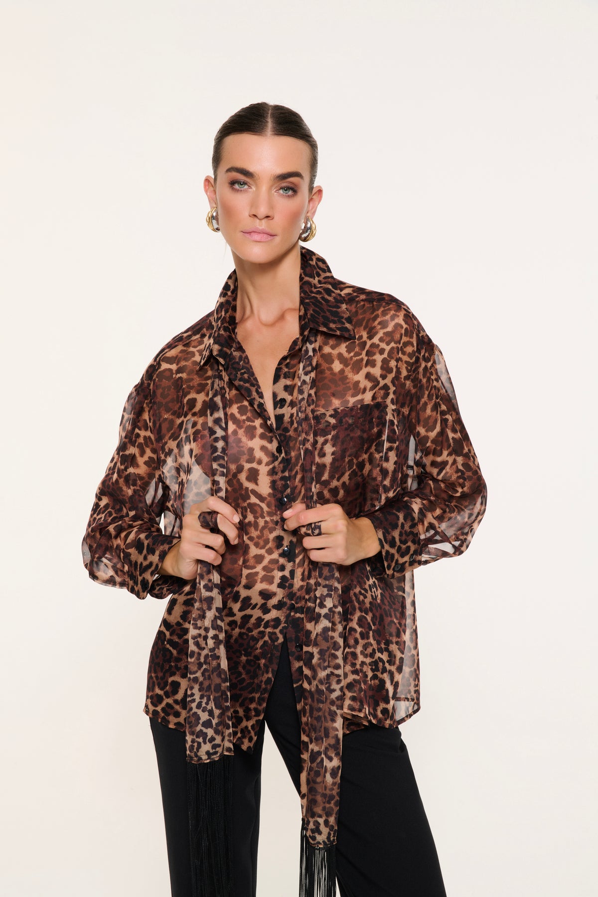 LEOPAR İPEK ŞİFON GÖMLEK