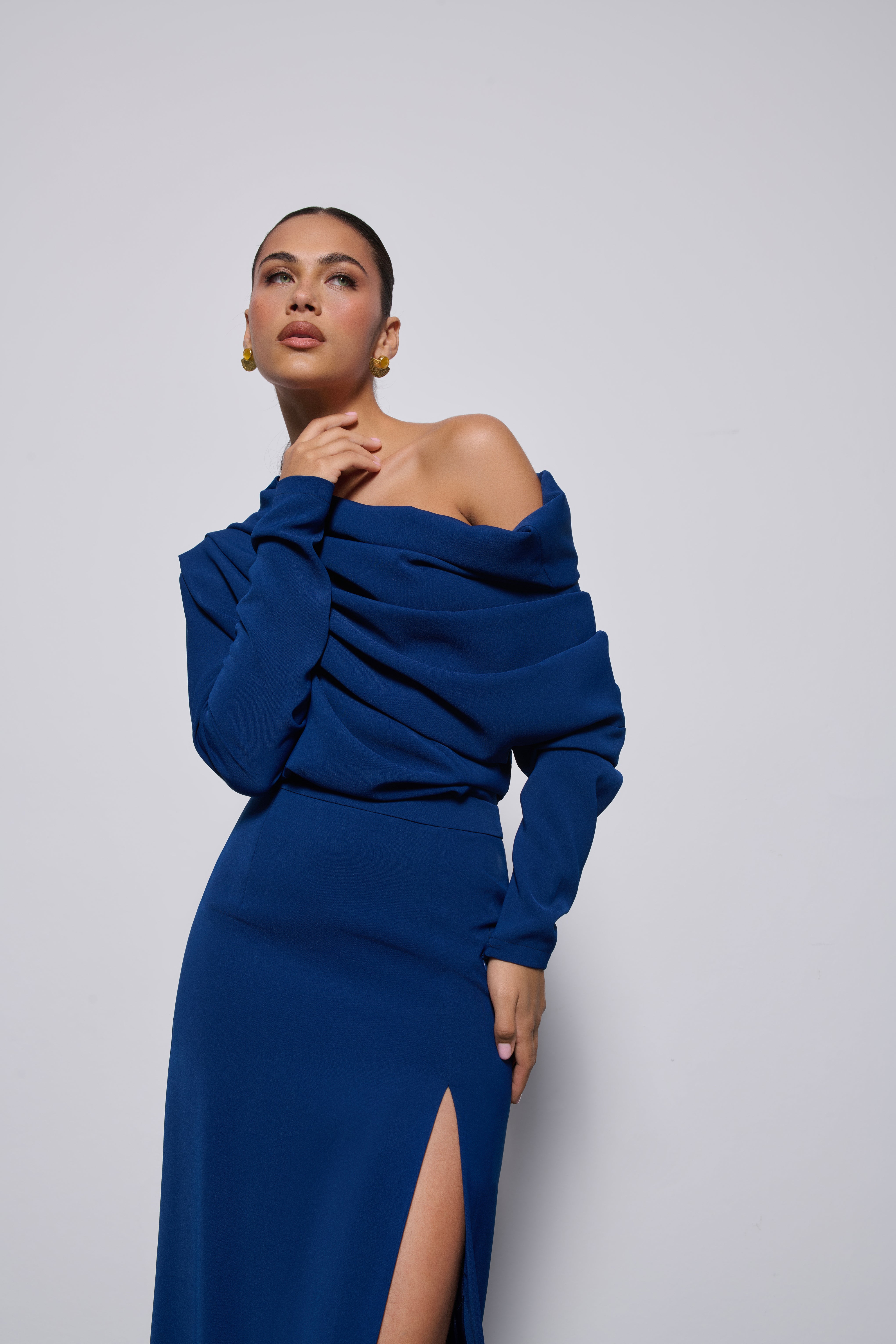 SOPHIA DRAPELİ BLUZ | LACİVERT