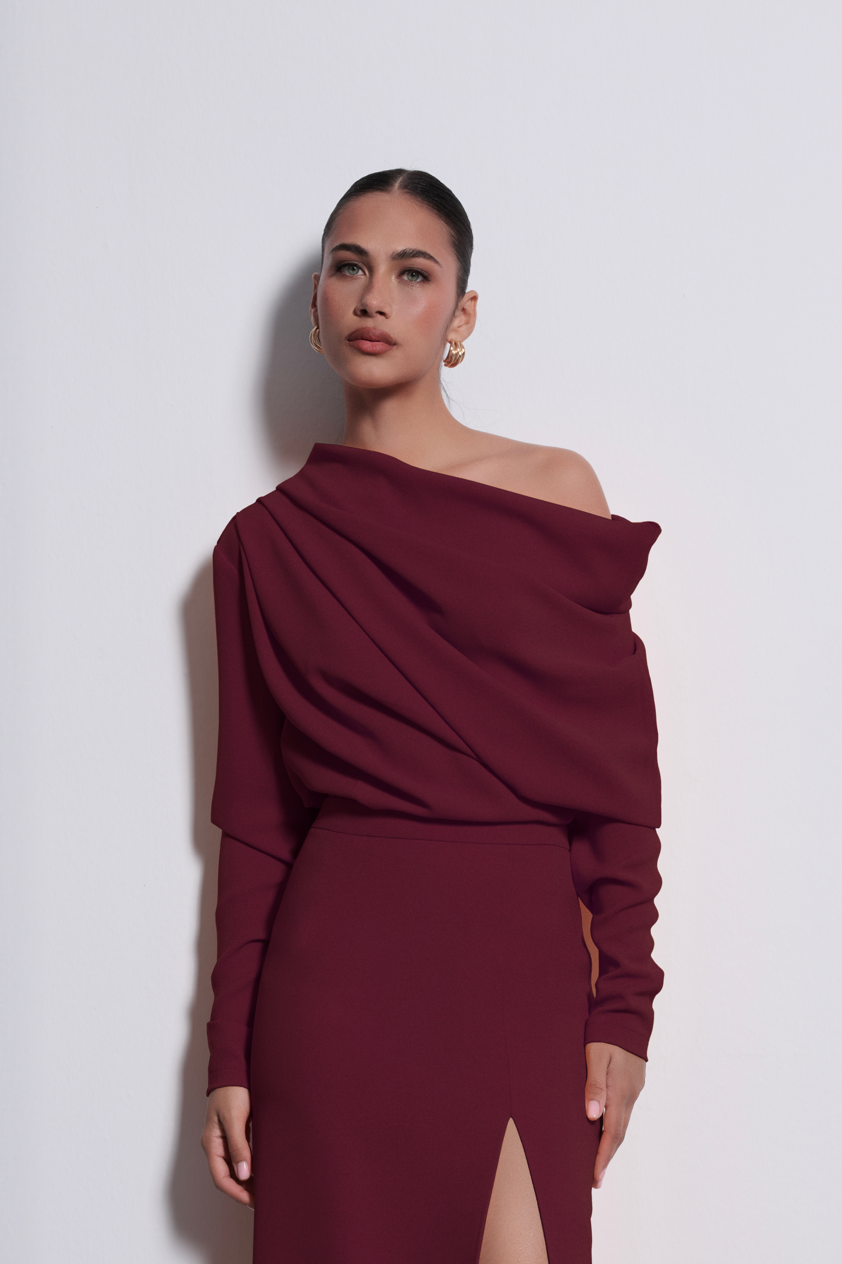 SOPHIA DRAPELİ BLUZ | VİŞNE