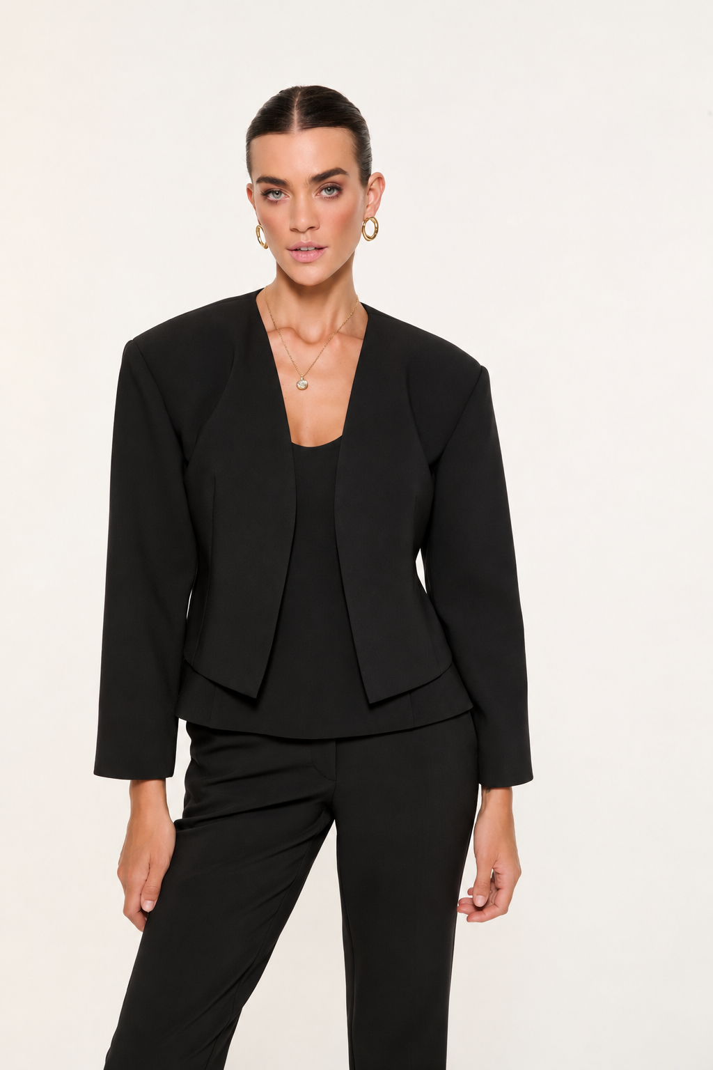 AMELIE YARI CROP CEKET | SİYAH