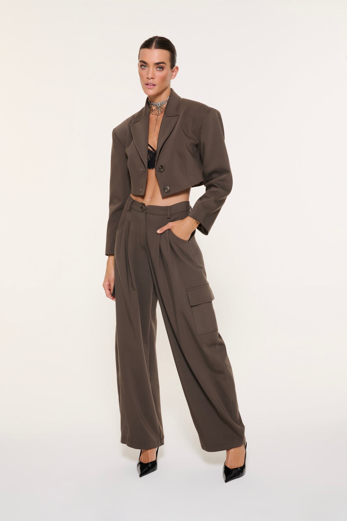 NOVA CROP BLAZER | KOYU HAKİ