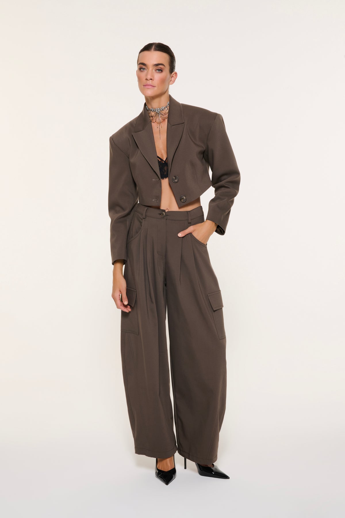 NOVA CROP BLAZER | KOYU HAKİ
