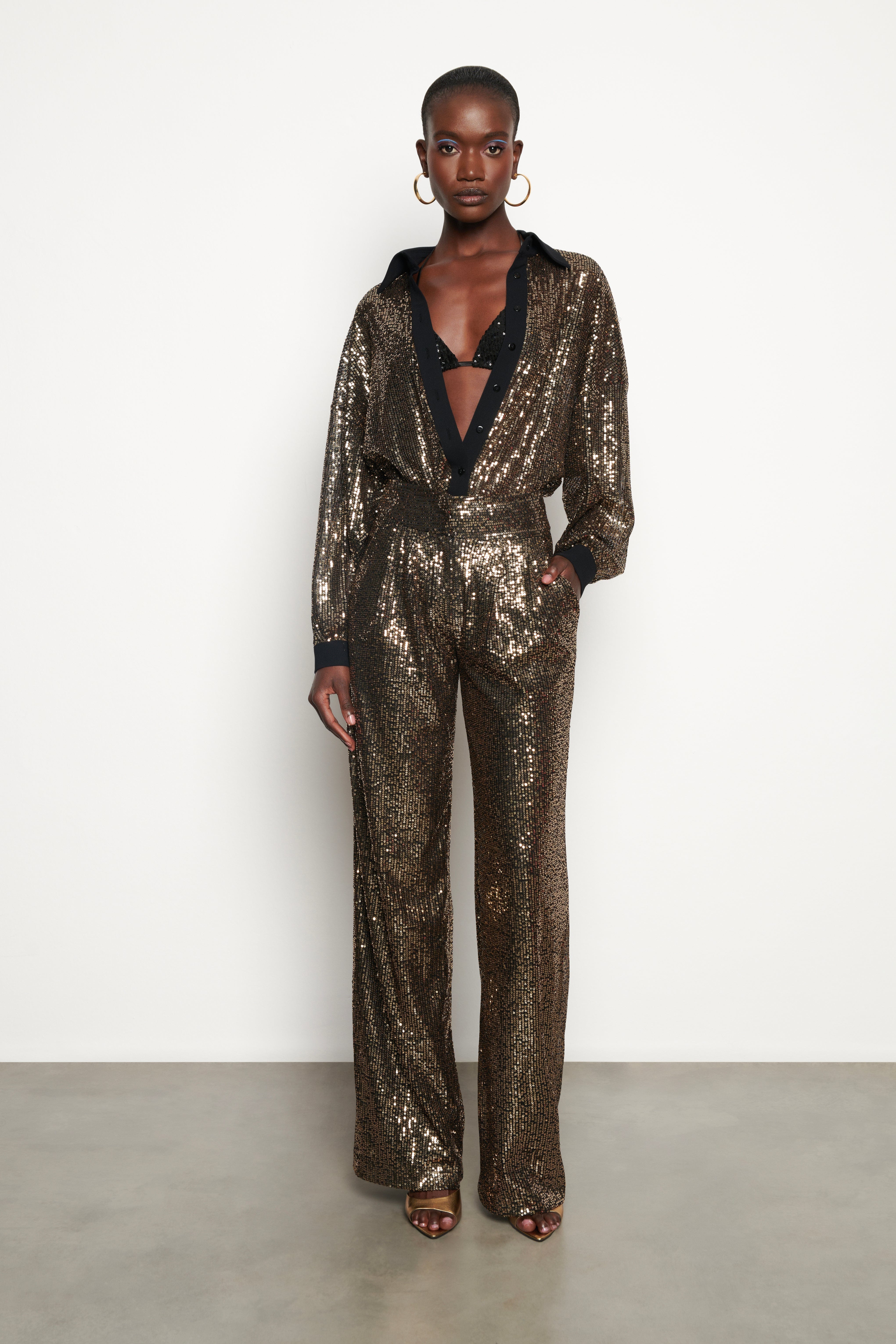 Sequin deals palazzo jumpsuit