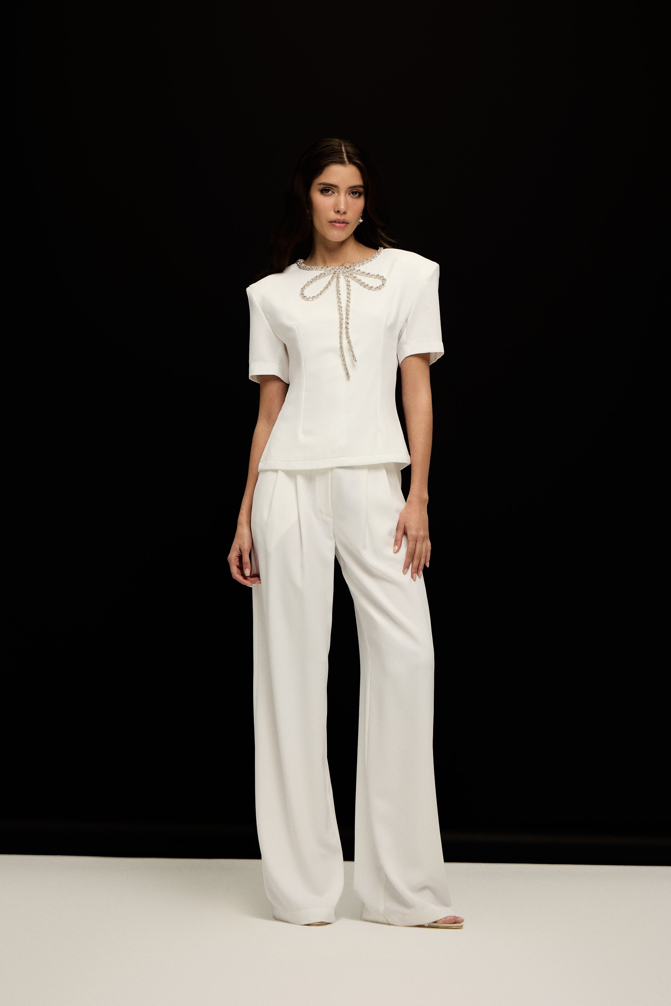 SIENA PİLELİ WIDE-LEG PANTOLON | BEYAZ