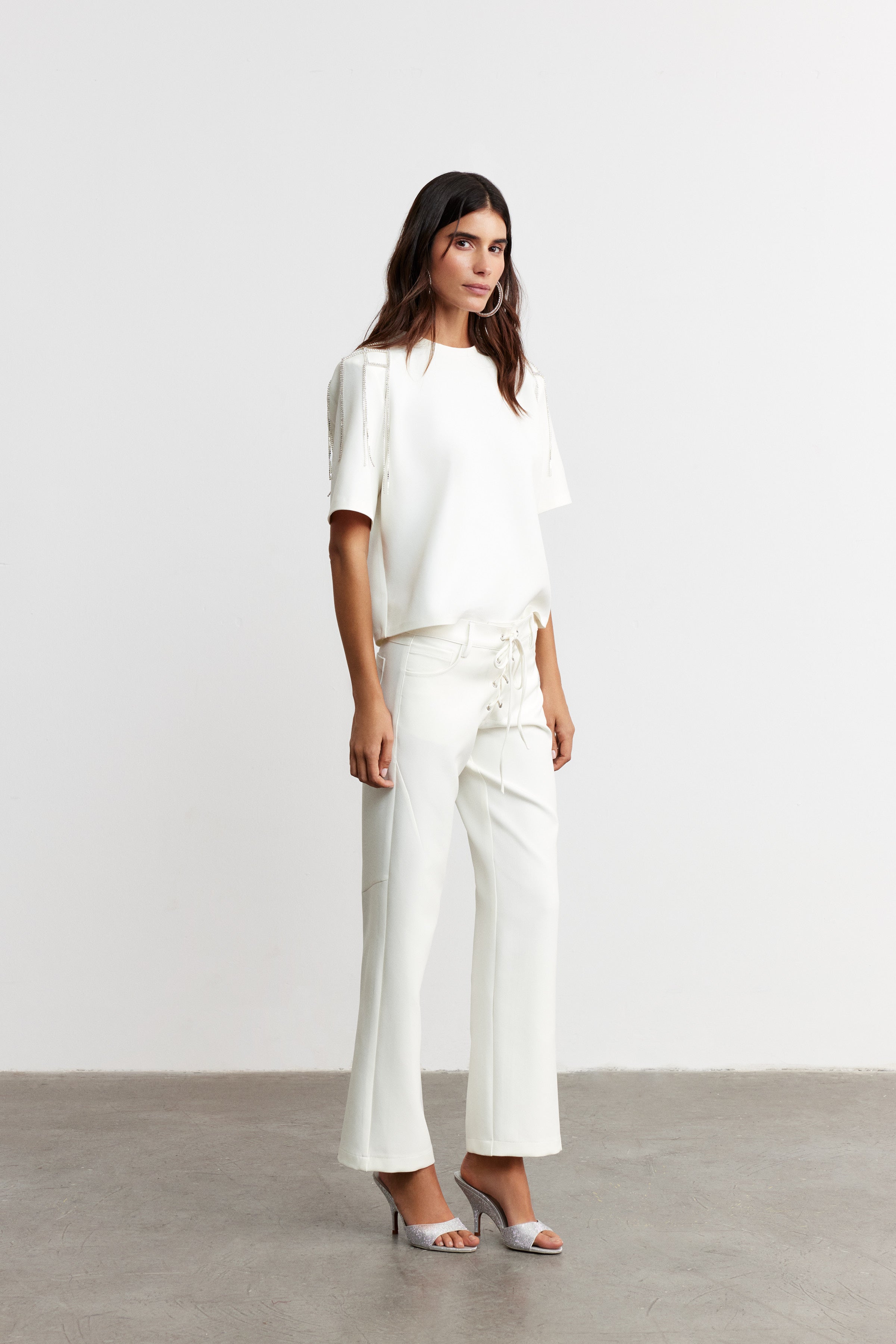 PAULA KUŞGÖZÜ DETAYLI PANTOLON | BEYAZ